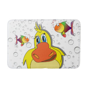 Yellow Duck Fish Bubbles Bathroom Bath Mat