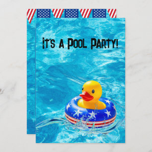 Yellow Duck for Patriotic Pool Party Invitation