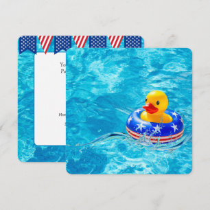 Yellow Duck for Patriotic Pool Party  Invitation