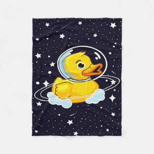 Yellow Duck In Space Gift  Duck For Mother Day  Fleece Blanket