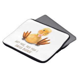 Yellow Duck Playful Laptop Sleeve Smile Cartoon
