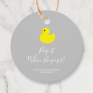 Yellow Duck Pop it When she pops Favour Tags