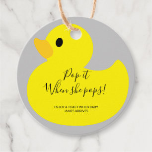 Yellow Duck Pop it When she pops Favour Tags