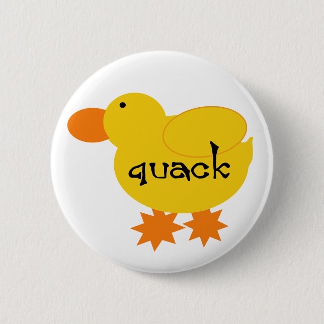 Yellow Duck Quack 2 Inch Round Button (Front)