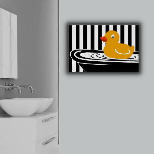 Yellow Duck Swimming In The Bathtub  Poster