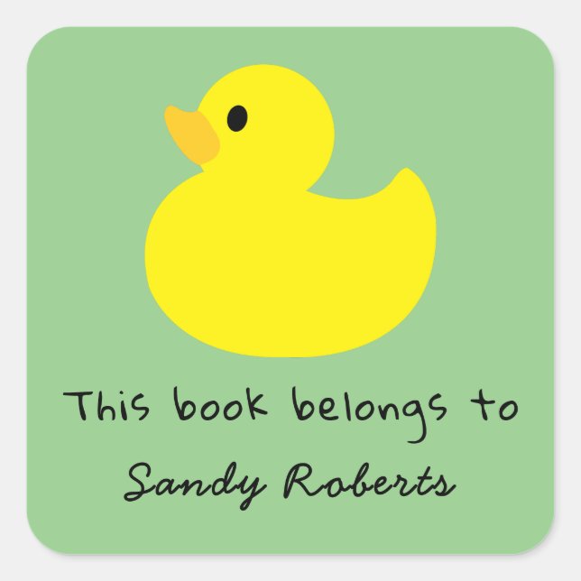 Yellow duck - this book belongs to square sticker (Front)
