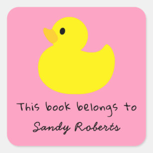 Yellow duck - this book belongs to square sticker