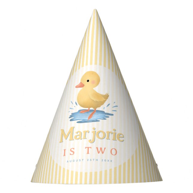 Yellow Duck Toddler Pool Party Birthday Hat (Front)