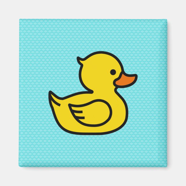 Yellow Duck with Blue Background Square Magnet (Front)