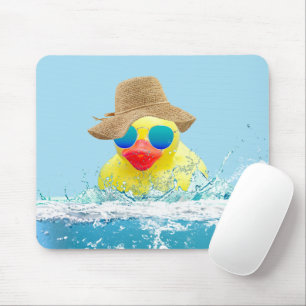 Yellow Duck with Sunglasses In Water Mouse Pad