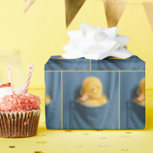 Yellow Duckling In a T-shirt Pocket Wrapping Paper