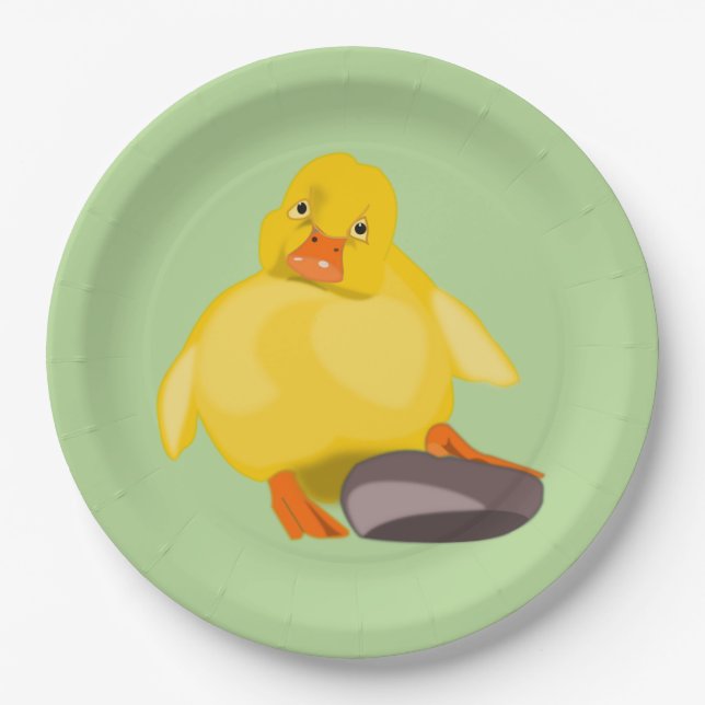 Yellow Duckling Paper Plates - Your Colour - Text (Front)