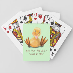 Yellow Duckling Playful Wink Playing Cards Smile
