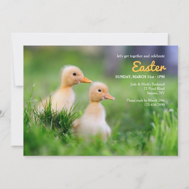 Yellow Ducklings Easter Invitation (Front)