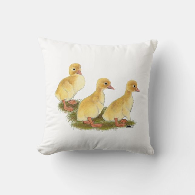 Yellow Ducklings Throw Pillow (Front)