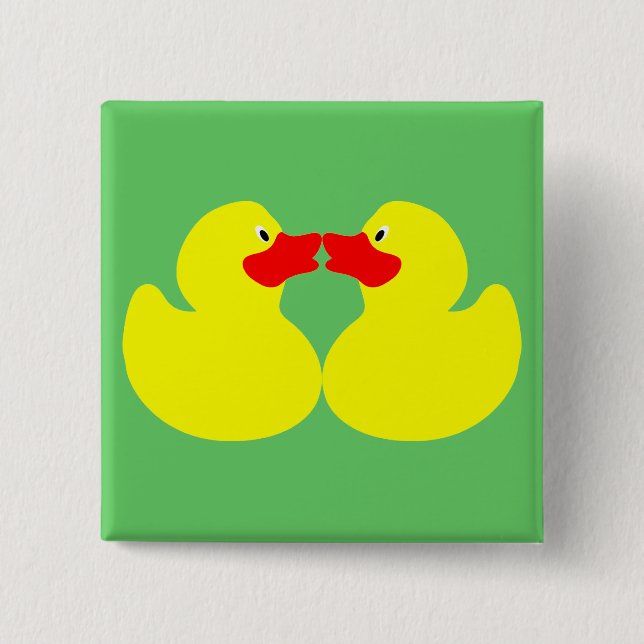 yellow ducks 2 inch square button (Front)