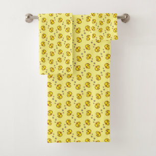 Yellow ducks bath towel set