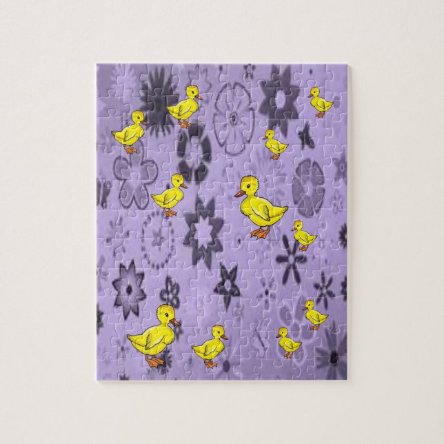yellow ducks purple pattern jigsaw puzzle everyone (Vertical)