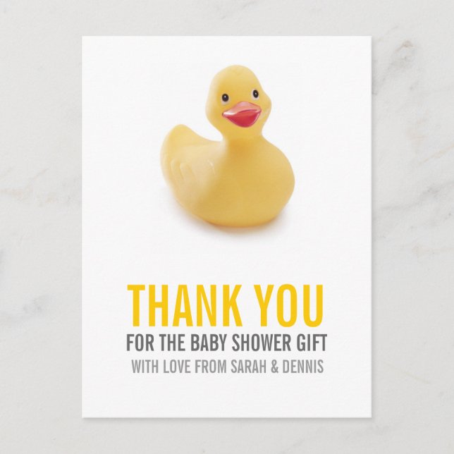 Yellow Ducky Baby Shower Thank You Postcard (Front)