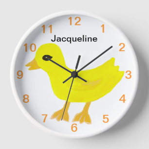 Yellow Ducky Name Wall Clock