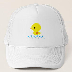Yellow Ducky Orange Heart Wings Baby Shower Trucker Hat