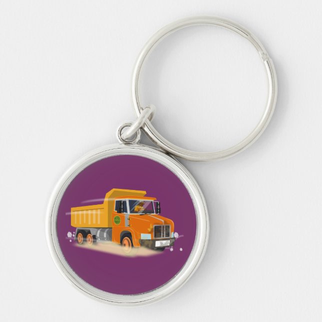 Yellow Dump Truck Cartoon for Kids Keychain (Front)