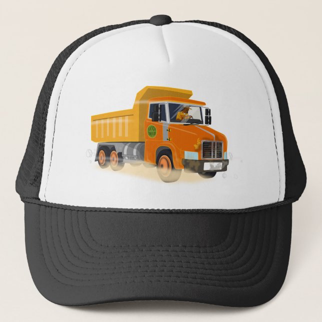 Yellow Dump Truck Cartoon for Kids Trucker Hat (Front)