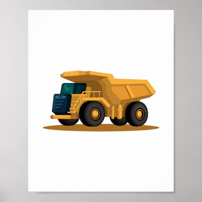 yellow Dump Truck Construction Vehicle Poster (Front)