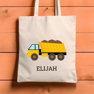 Yellow Dump Truck Kids Personalized Construction Tote Bag