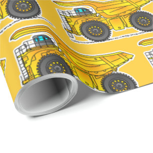 Yellow Dump Truck Wrapping Paper, Dumper Paper