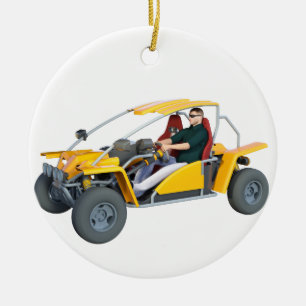 Yellow Dune Buggy Ceramic Ornament