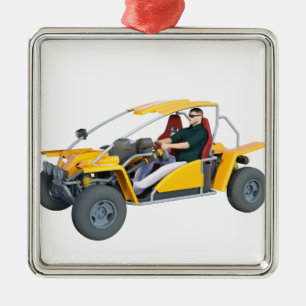Yellow Dune Buggy Metal Ornament