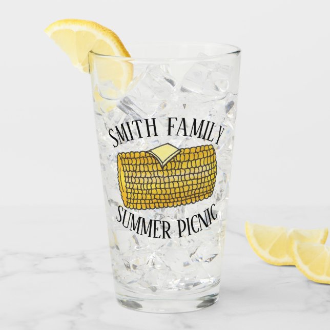 Yellow Ear of Corn on the Cob Family Picnic Glass (Front Ice)