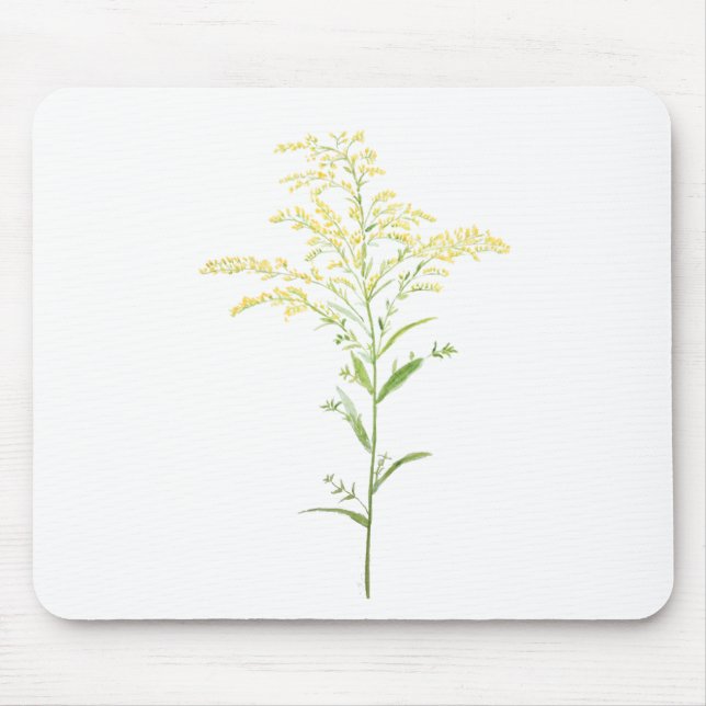 yellow early goldenrod watercolor painting mouse pad (Front)