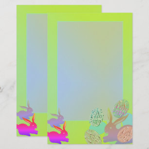 Yellow Easter Bunny Eggs Stationery