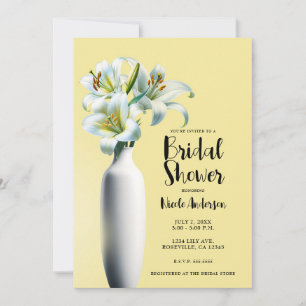 Yellow Easter Lilies Vase Floral Bridal Shower Invitation
