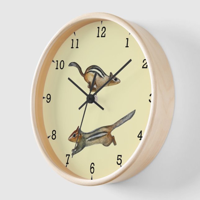 Yellow Eastern Chipmunk Wall Clock (Angle)