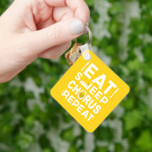 Yellow Eat Sleep Chorus Repeat Block Keychain
