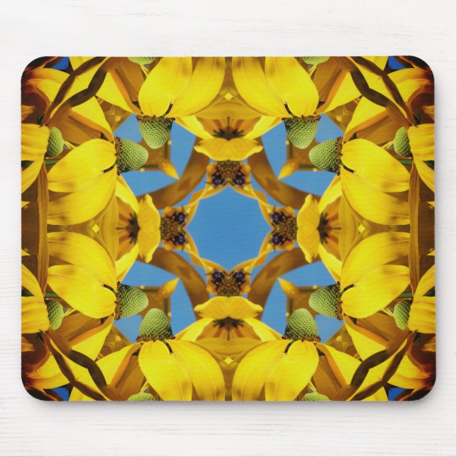 Yellow Echinacea Coneflower Abstract Flower Art Mouse Pad (Front)