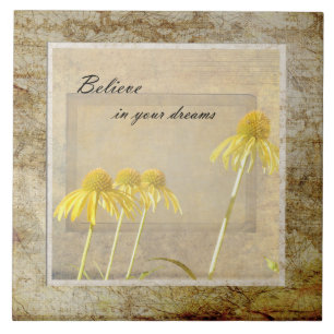 Yellow Echinacea Inspired Floral Tile