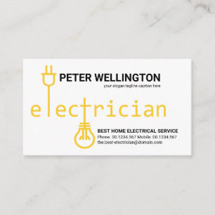 Yellow Electrician Bulb Power Plug Circuit Business Card
