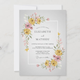 Yellow Elegant Blossom Wedding Invitation