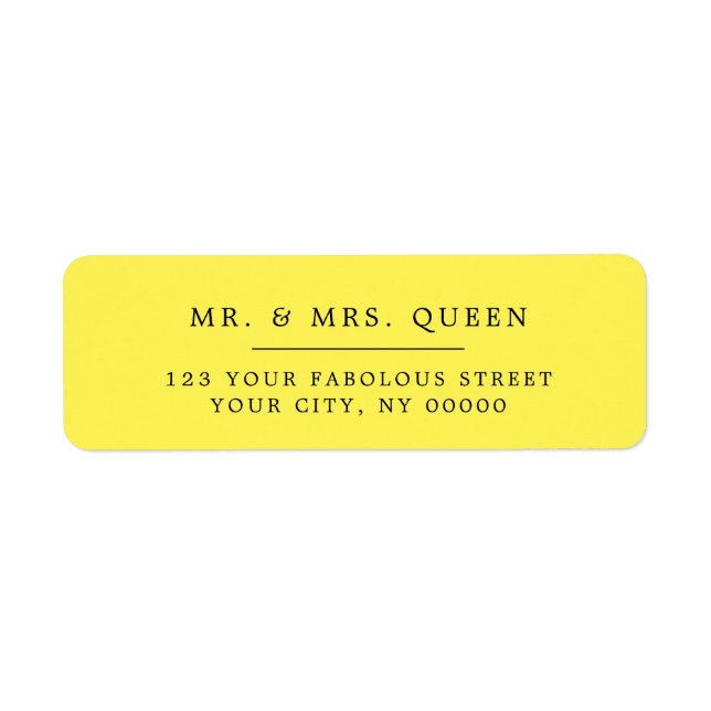Yellow Elegant Classique Simple Adresse de retour (Devant)
