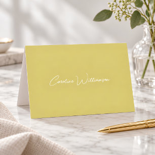 Yellow Elegant Handwriting Personalized Name Thank You Card