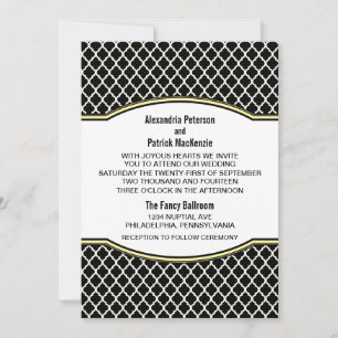 Yellow Elegant Quatrefoil Wedding Invite