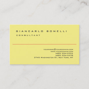 Yellow Elegant Simple Plain Professional Business Card