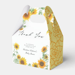 Yellow Elegant Sunflower Sunny Baby Shower Favor Box