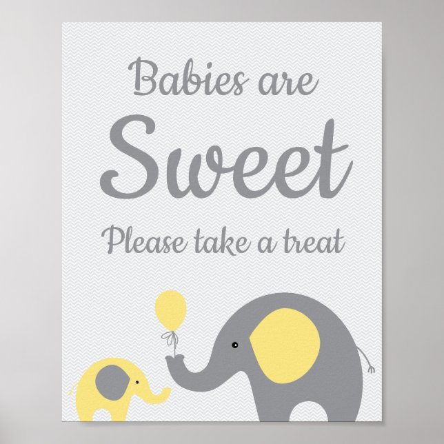 Yellow Elephant Babies are Sweet Take a Treat Sign (Front)