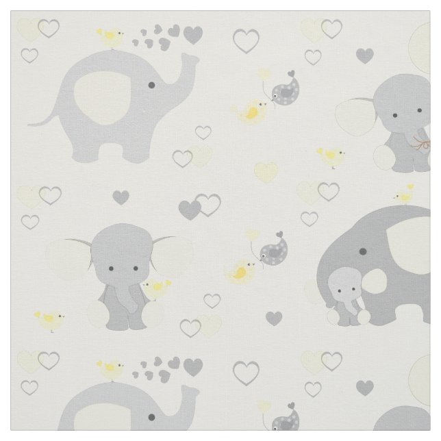 Yellow Elephant Baby Nursery Fabric (Swatch)