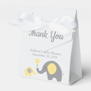 Yellow Elephant Baby Shower Favour Box Ribbon